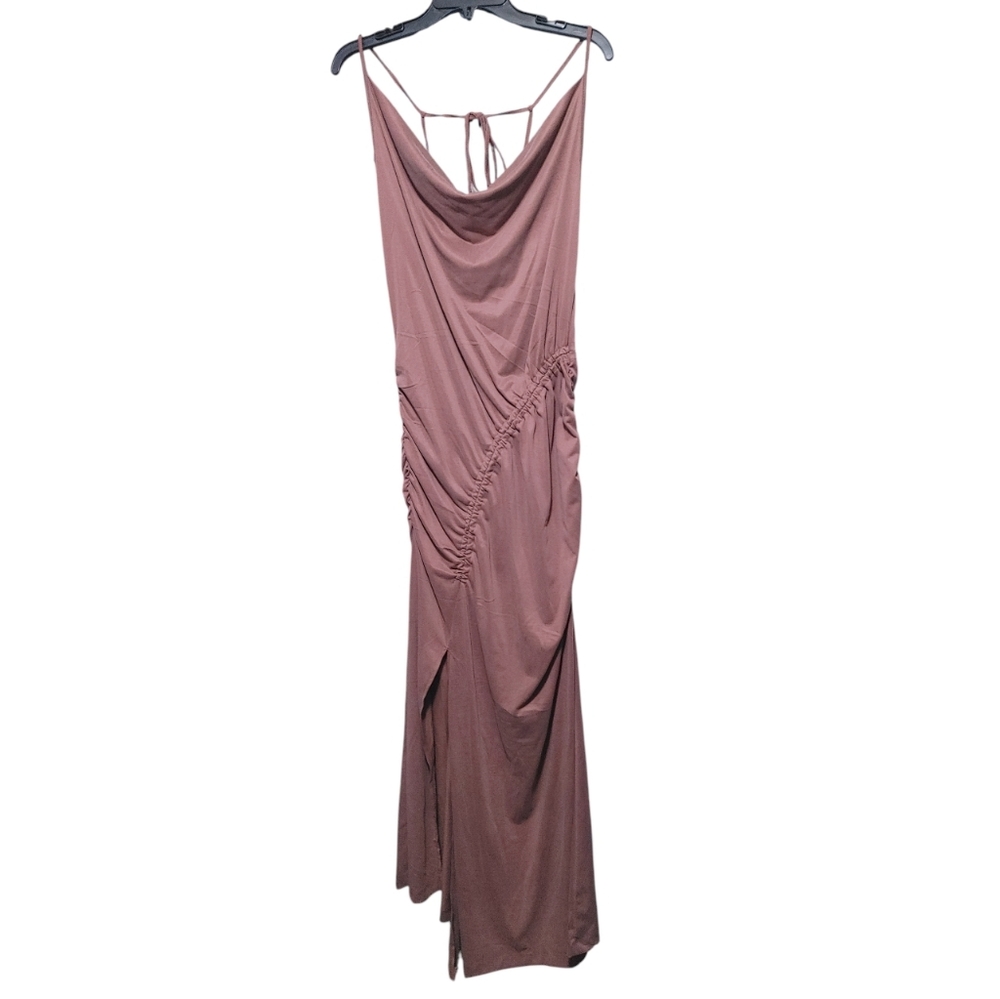 Anthropologie Sleeveless Cowl Neck Mauve Stretch Maxi Dress Women's Size Medium